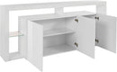 Credenza con 3 Ante e Ripiani in Vetro a Giorno 200x40x80 cm Essential 3A Bianco Lucido  