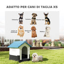 Cuccia per Cani Piccoli da Esterno 64,5x57x66 cm con Finestre e Base Rialzata in Plastica Blu      