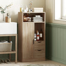 Mobile Bagno Salvaspazio Slim 50x25x100 cm con Armadietto e Cassetti in Truciolare Color Legno 