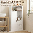 Mobile Bagno Slim 50x25x100 cm con Cassetti e Ripiani Aperti in Truciolato Bianco      