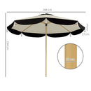 Ombrellone da Giardino Ø266x234 cm con Copertura UV50+ e Struttura a 8 Stecche Beige    