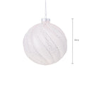 Set 6 Palline Decorative per Albero di Natale con Glitter Ø8 cm Bianco/Glitter