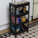 Carrello Salvaspazio Cucina Bagno Scaffale Portaoggetti Multiuso Nero 4 Ripiani