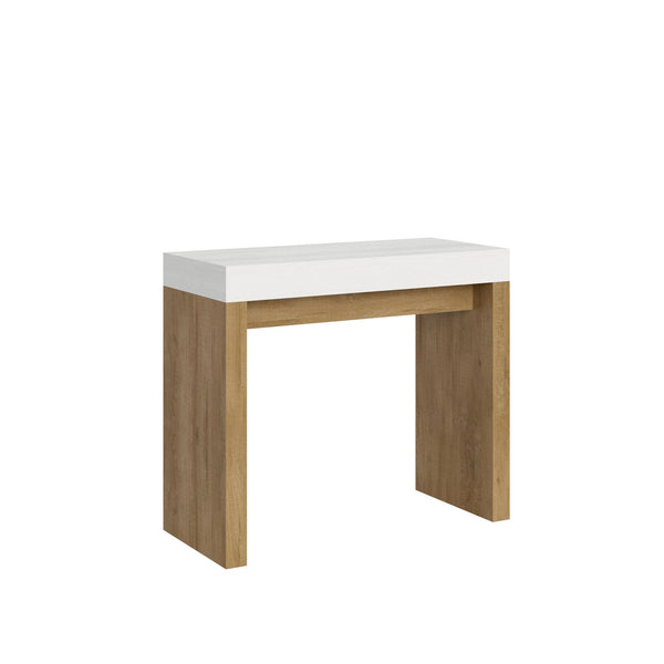 Consolle Allungabile 90-300x40x77 cm in Nobilitato Bianco e Marrone online