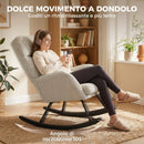 Sedia a Dondolo 67,5x94x106 cm con Schienale Alto Seduta Ampia e Gambe in Legno in Velluto a Coste Beige      