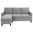 Divano 3 Posti 197x139x91 cm con Penisola Reversibile in Tessuto Grigio