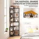 Libreria Angolare Stile Industriale a 7 Livelli 60x60x198 cm in Legno e Acciaio Marrone Rustico   