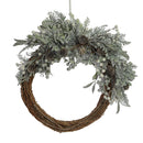 Coroncina innevata con pigne marrone cm 51x46xh12