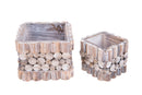 Set 2 Quadrati in Legno H 13 cm H 11 cm