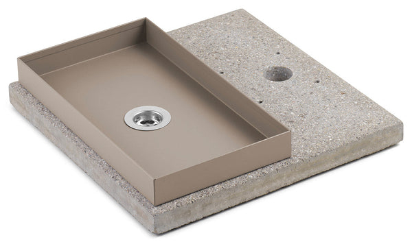 Sockel mit Tablett für Springbrunnen mit großem Ring 40x40x5 cm in Zement Belfer 42/BSE/5 Tortora prezzo