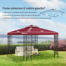 Tetto di Ricambio per Gazebo 3x3 m a 2 Livelli e Anti UV con Presa d'Aria in Poliestere Rosso      