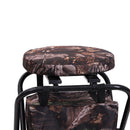 Sgabello sedia Pieghevole Girevole con Borsa e Tracolla Ferro 38x33x48 cm Mimetico 