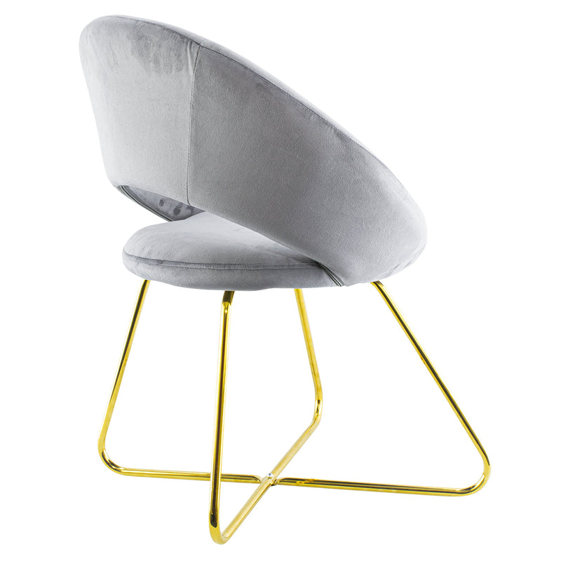 Poltrona Imbottita 66x65x68 cm in Tessuto Effetto Velluto Grigio