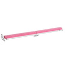 Trave da Ginnastica per Allenamento Imbottita in Legno Rosa 240x10x6.5 cm 