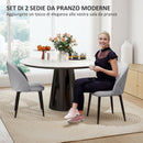 Set 2 Sedie da Pranzo Schienale a Conchiglia in Pelle PU Grigio Chiaro   