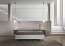 Letto Matrimoniale con Rete e Contenitore Alzata Comoda Struttura Bianco Frassico e Testata in Microfibra Antilia Glicine Varie Misure
