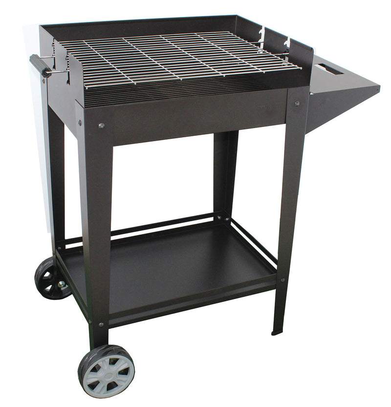 Barbecue a Carbone 93,5x40,5x88,5 cm Griglia Altezza Regolabile in Acciaio Denia Nero
