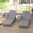 Set 2 Sdraio da Giardino Regolabili 79x158x88 cm con Tavolino e Braccioli in Polipropilene Grigio Scuro      