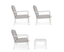 Set 4 Pezzi Salotto da Giardino con Divano 2 Poltrone e Tavolino in Alluminio e PP Konnor Bianco 