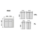 Pattumiera Differenziata 3 Contenitori per Cassettone 60x26,6 cm con Base Emuca Grigio Antracite