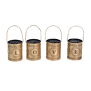 Portacandele metallo oro nero love 4 pezzi 1p cm Ø8xh10