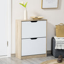 Scarpiera Slim Salvaspazio 2 Cassetti a Ribalta 8 Paisa di Scarpe 62,5x26x81 cm Legno e Bianco 
