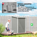 Casetta da Giardino Porta Attrezzi 100x104x160 cm con Porta in Acciaio Galvanizzato Grigio Chiaro      