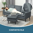 Divano 3 Posti con Poggiapiedi Chaise Longue 196x140x88 cm Effetto Velluto Grigio Carbone  