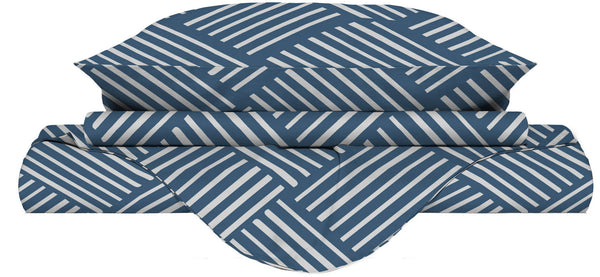 Bettbezug mit Kissenbezügen, bedruckt in City Life Blau, Mikrofaser, verschiedene Größen prezzo