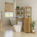 Mobile Sopra WC Salvaspazio a 3 Ripiani Aperti a Doghe 68x20x165 cm in Bambù 