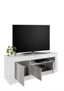 Mobile Porta TV 3 Ante 138x42x56 cm in Legno TFT Lipari Bianco e Pino
