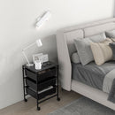 Carrello Multiuso 40,8x33,5x60,5 cm con 3 Cestini Estraibili e Ruote per Cucina e Ufficio in Acciaio e PP Nero      