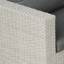 Set Salotto da Giardino Divano 2 Poltrone e Tavolino con Cuscini in Wicker Grigio