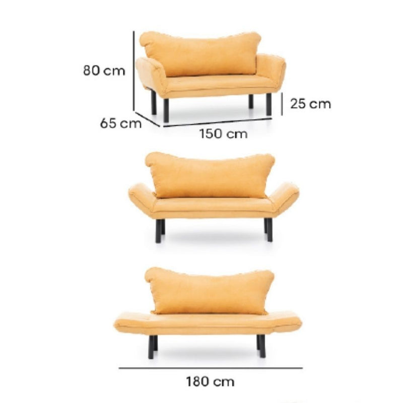 Divano Chatto grigio 2 posti con braccioli reclinabili