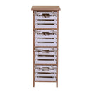 Cassettiera 4 Cassetti in Legno 30x27x85cm Arianna Naturale e Bianca