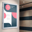 Bacheca con Anta Battente 59x79x3,3 cm in Alluminio Porta Poster Silver