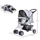Passeggino per Canii Pieghevole Grigio 75x45x97 cm 