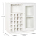 Credenza con Cantinetta 20 Bottiglie 80x36x85 cm con Porta Calici e Armadietto Bianco  