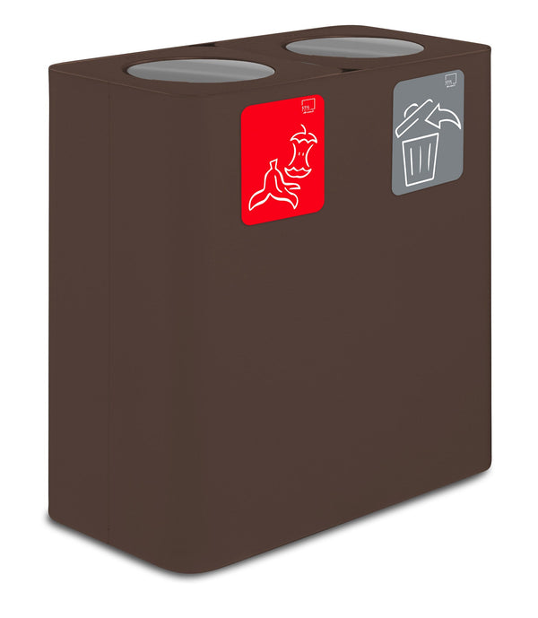 sconto Pattumiera Sistema di Raccolta Rifiuti 77x38xh80 cm in Acciaio 3 Scomparti Marrone