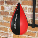 Punching Ball a Muro con Speed Bag Girevole a 360° e Regolabile su 7 Altezze Nero e Rosso      