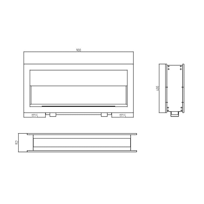 Camino a Bioetanolo da Incasso Bifacciale 90x15,2x40 cm Montefalco 90 Nero 