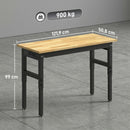 Banco da Lavoro in Legno e Acciaio Altezza Regolabile, 2 Prese AC, Capacità 900 kg, Color Legno e Nero      