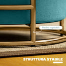 Pouf Contenitore Rotondo Ø42x39 cm in Tessuto Effetto Velluto Verde   