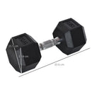 Manubrio 15 kg Esagonale con Impugnatura Antiscivolo Ø15,5 x 33,6 cm in Acciaio e Gomma Nero