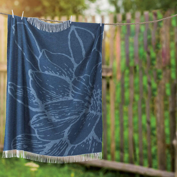 Doubleface Baumwollmischplaid 130x170cm 230gr Cober Blue Flower acquista