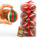 Box 16 Palline di Natale per Albero Sfere Natalizie Bianco Rosso e Verde da 8 cm