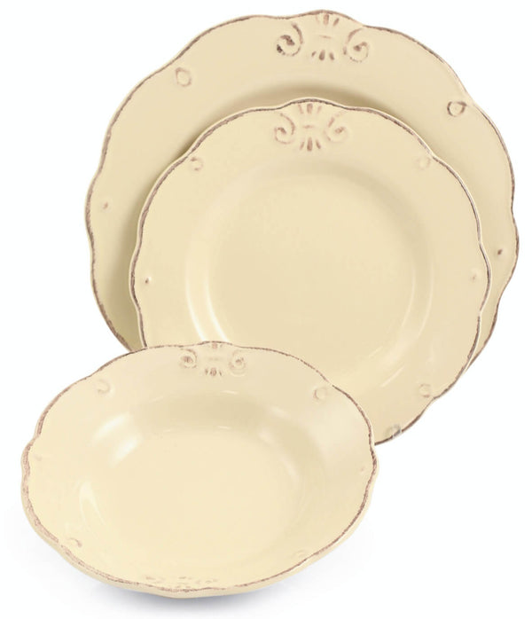 sconto Villa d'Este Duchess Tafelservice aus cremefarbenem Steingut, 18-teilig