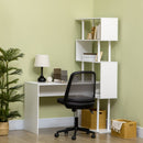 Scrivania Angolare da Ufficio 120x80x176 cm con Libreria in Truciolato Bianco