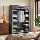 Armadio in Tessuto Salvaspazio 135x45x175 cm con Barra Appendiabiti e 11 Ripiani Struttura in Acciaio Grigio      