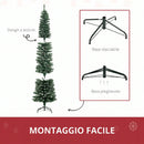 Albero di Natale Innevato Slim Ø56x225 cm con 624 Rami Base Rimovibile e Pieghevole in PVC Verde      